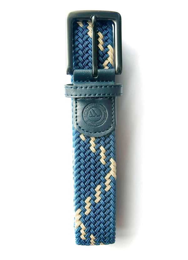 Navy with Khaki Cross Woven Belt