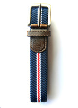 Navy, Red and White Striped Woven Belt