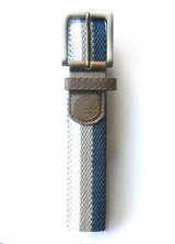 Navy, Grey and White Striped Woven Belt