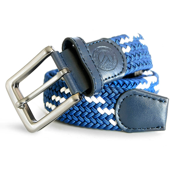 Navy with White Cross Woven Belt