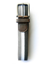Grey, White and Black Striped Woven Belt
