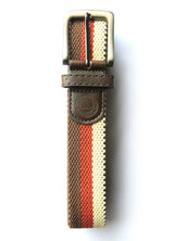 Khaki, Rust and Brown Striped Woven Belt